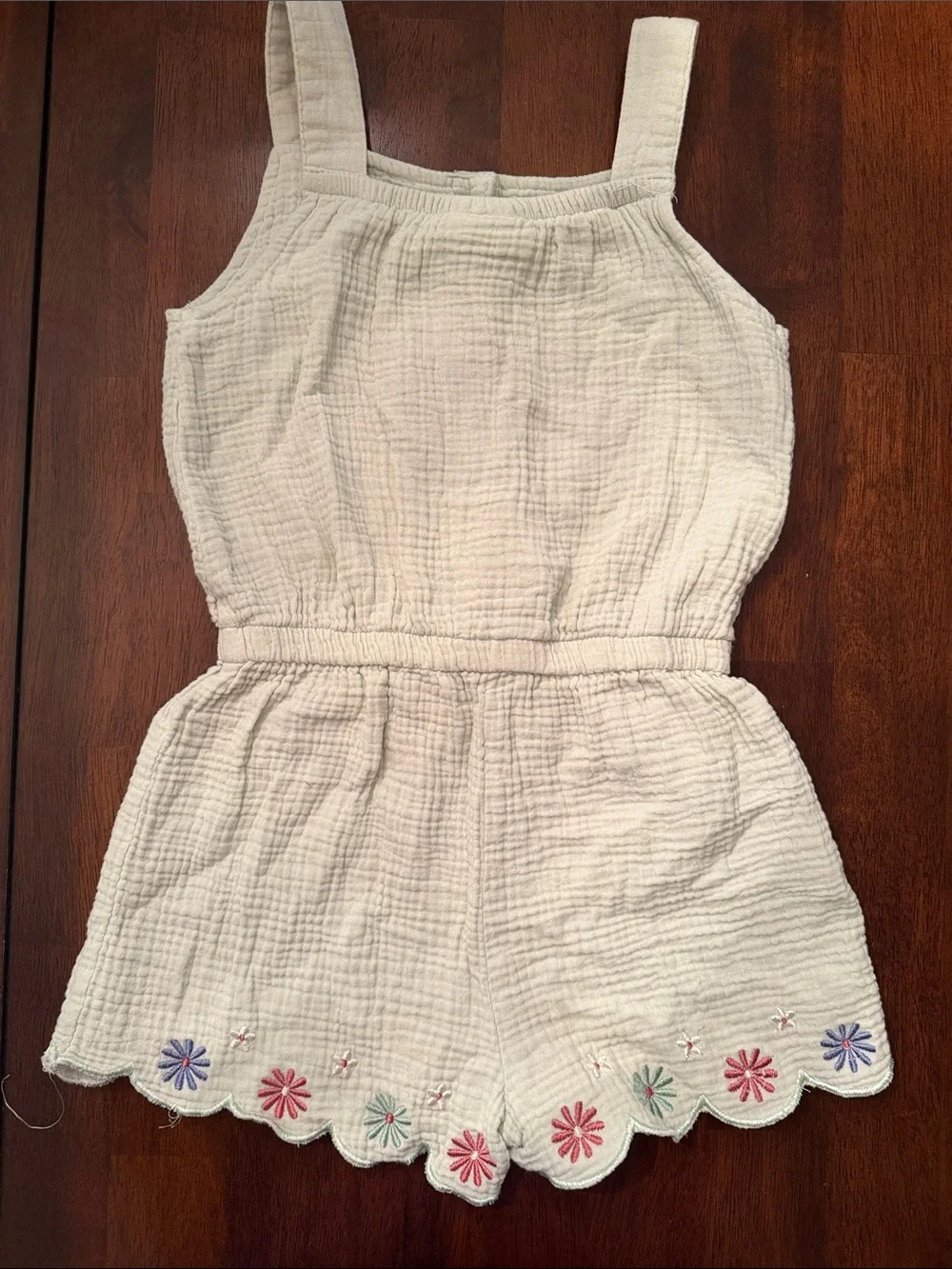 Rachel Zoe Lt Green Romper with Pink Bow and Floral Embroidery